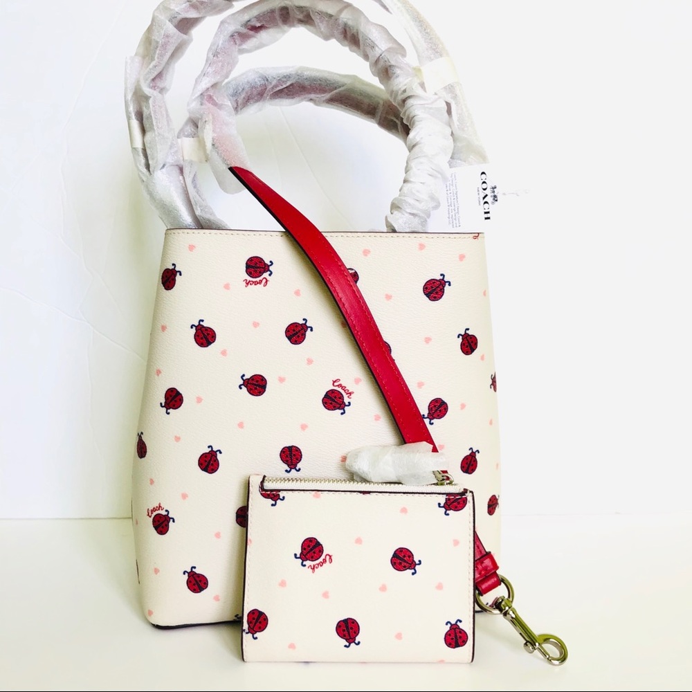 Coach Town Bucket Bag Ladybug Purse Wallet Set - Picture 2 of 10